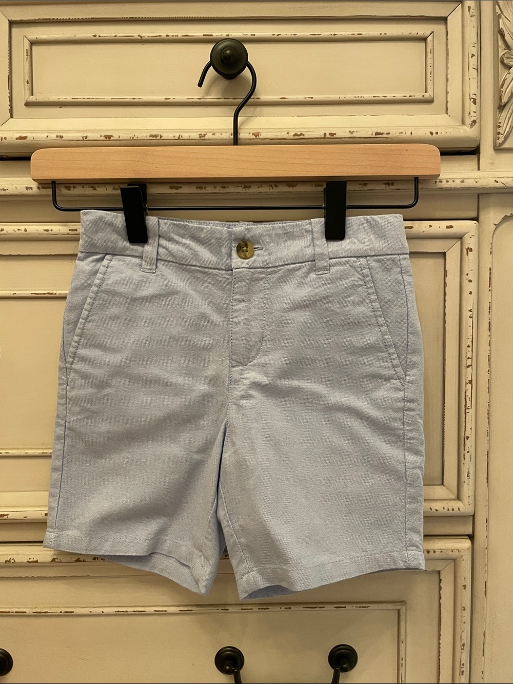 Janie and Jack Light Blue Flat-Front Boys Linen Cotton Shorts